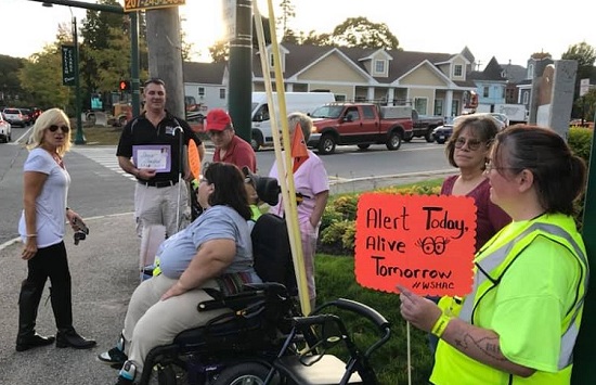 WSMAC members hold a vigil for Sherrie, who was killed crossing the street in November 2017.